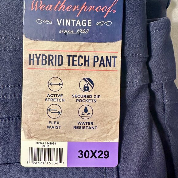Weatherproof Vintage Men's Hybrid Tech Pant 30X29 Blue Stretch Water Resistant - Picture 11 of 12